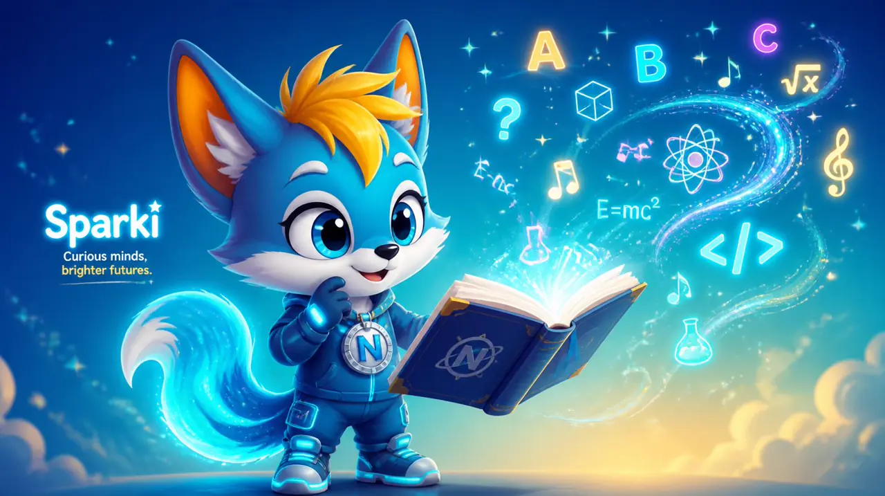 Sparki with a magical book of subjects